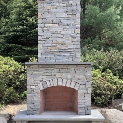 Newport Mist Ledge Outdoor Fireplace - JWB Masonry Construction