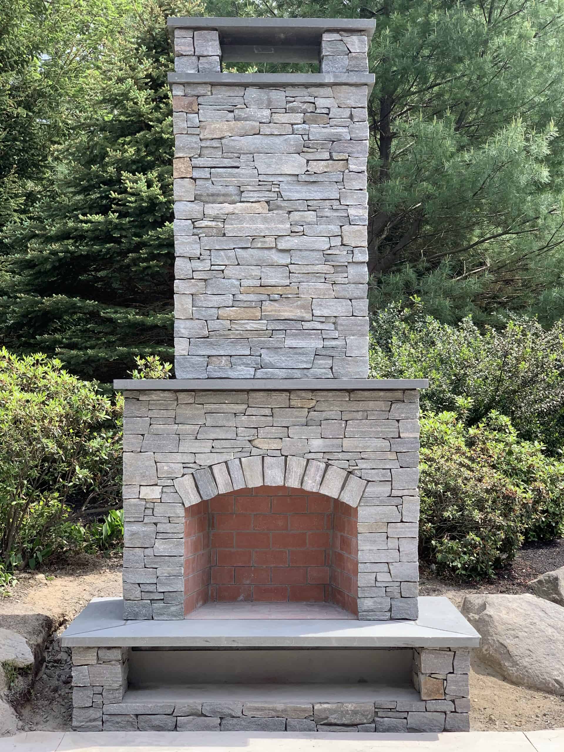 Newport Mist Ledge Outdoor Fireplace - JWB Masonry Construction