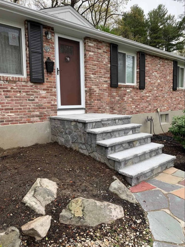 brick house stone veneer steps