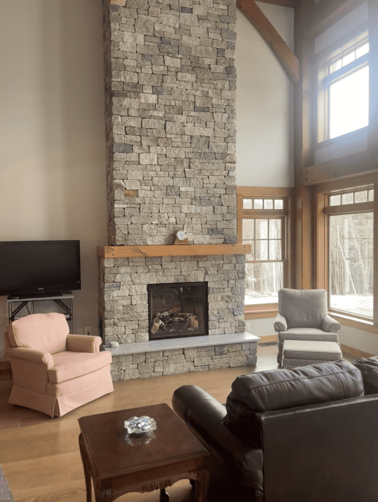 Boston Blend Ashlar Fireplace by Blanc & Bailey Construction