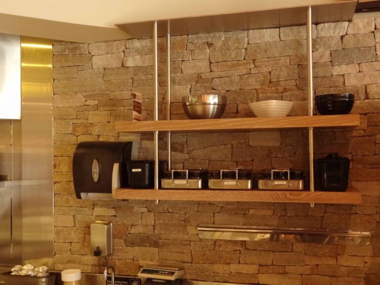 Colonial Tan Ledgestone natural thin stone veneer installed on a project