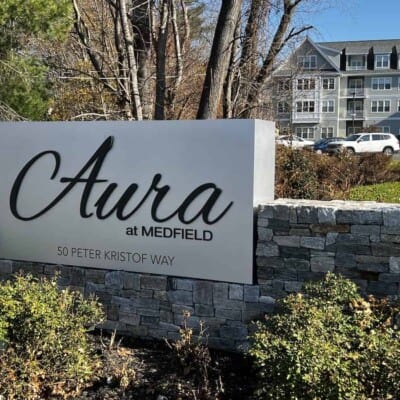 Aura Apartments by Chris Crimi Masonry - Newport Mist Ashlar and Boston Blend Ledgestone