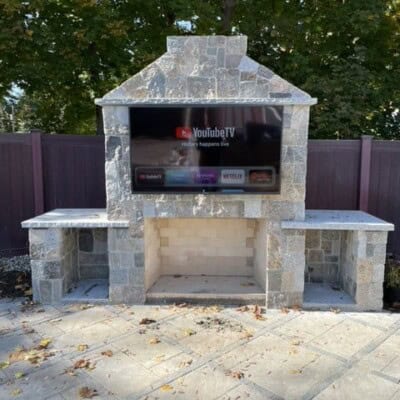 Outdoor Fireplace by Green World LLC - Boston Blend Square and Rec