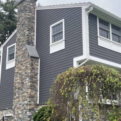 Chimney - Boston Blend and Greenwich Gray Ledgestone Thin Stone Veneer