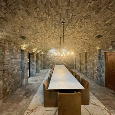 Boston Blend Ledgestone & Square and Rec Wine Cellar