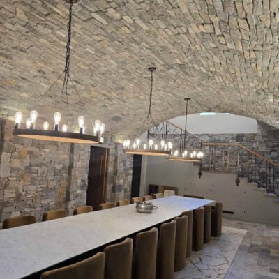 Boston Blend Ledgestone & Square and Rec Wine Cellar