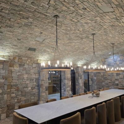 Boston Blend Ledgestone & Square and Rec Wine Cellar