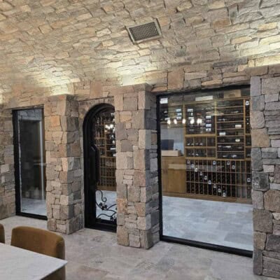 Boston Blend Ledgestone & Square and Rec Wine Cellar