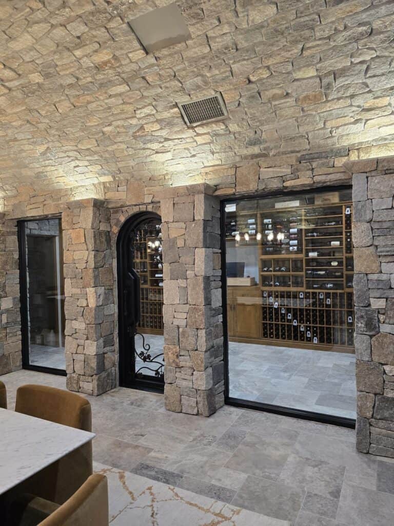 Boston Blend Ledgestone & Square and Rec Wine Cellar