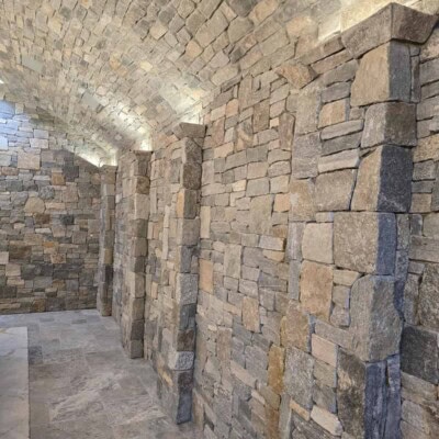 Boston Blend Ledgestone & Square and Rec Wine Cellar