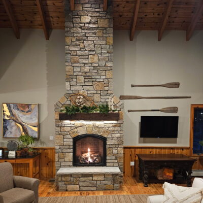 Colonial Tan Ashlar fireplace installed by Bob Huston