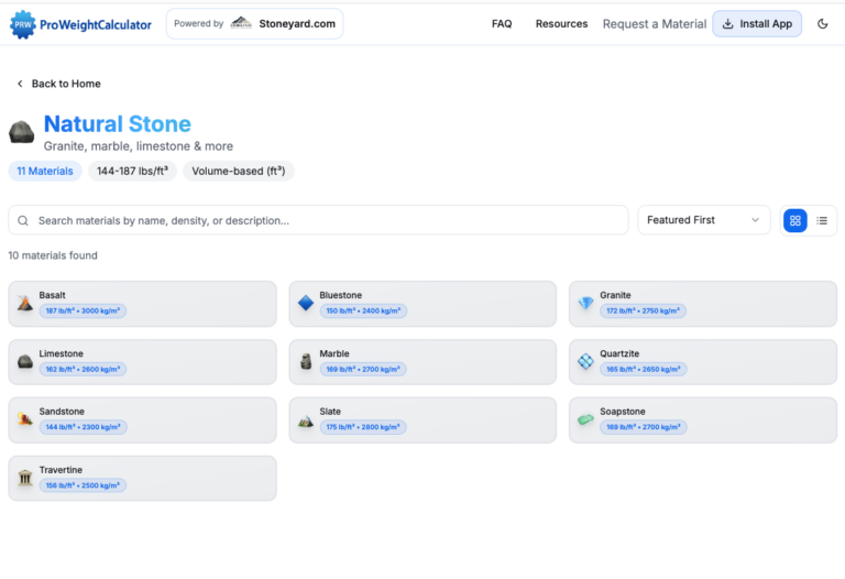 Stone Weight Calculator