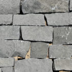 Aspen Ridge Stacked Stone thin veneer limestone second close-up showing cool grey elongated pieces with natural split faces