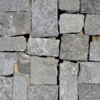 Aspen Ridge Sq & Rec thin veneer limestone close-up showing large square and rectangular pieces in cool grey tones with natural split faces