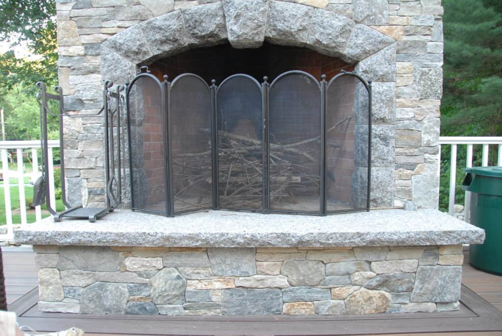 Stoneyard Boston Blend Mosaic and Ledge  stone veneer fireplace